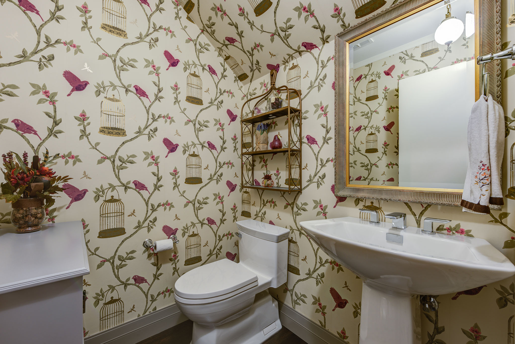 Danville Living Area Makeover Wallpapered Bath