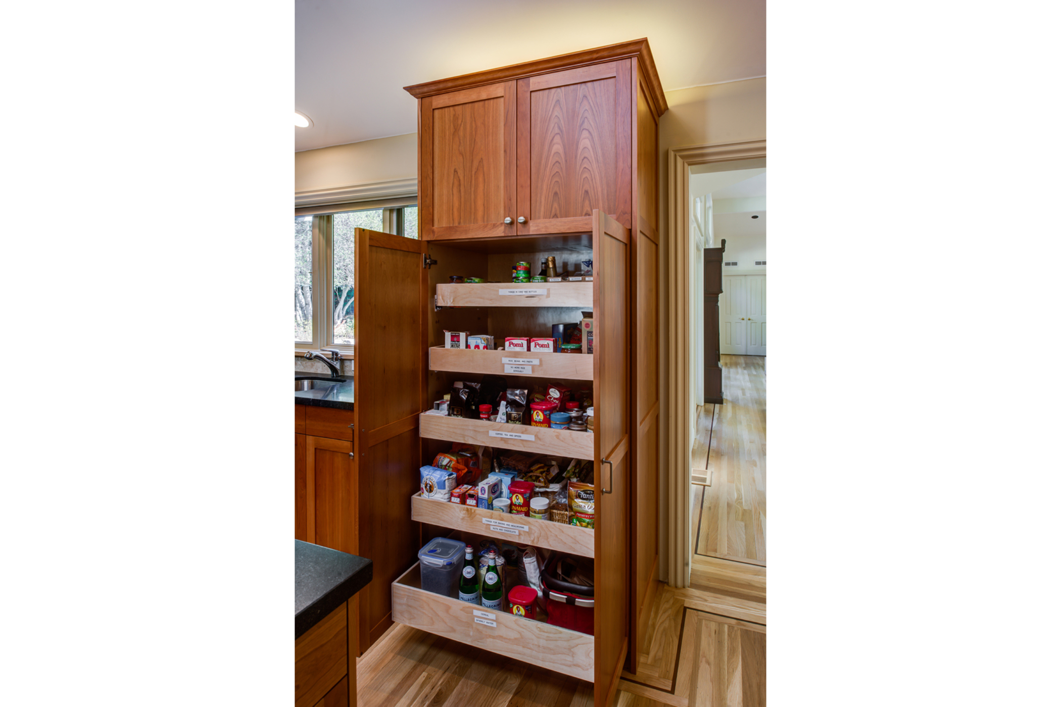 Oakland Back at the Ranch custom pantry cabinet open