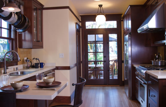 Kitchen Magic peninsula to French doors